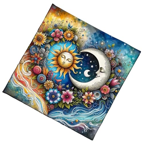 Praktische Faltbare Tarot Stoff Sonnen Und Mondmuster Leicht Zu Reinigen Velvets Wahrsagungsmatte Für Spirituelle Praktiken Wahrsacher Tuch von THINCAN