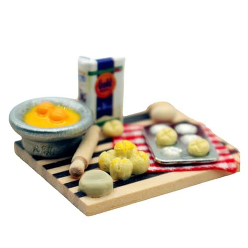 Realistische Miniatur Küchenarbeitsplatte Mit Eierbrot Simulation Spielen Spielzeug Für Puppenhäuser Anzeigen Fotografie Tragbare Puppenhäuser Schneidebrett von THINCAN