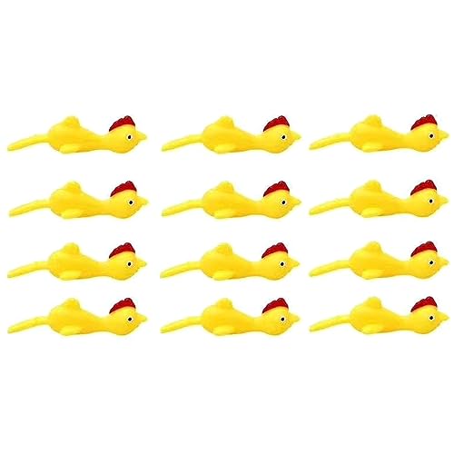 THINCAN 12 Teilige Schleudern Bulk Lustige Gummi Spielzeug Auswurf Fliegende Hühnchen Dehlere Spielparty Favor von THINCAN