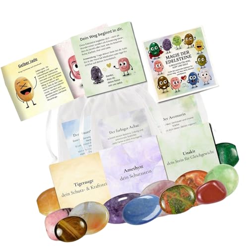 THINCAN 12x Natural Lucky Stones Mit Unterrichtskarten Und Tasche Für Kinder Basteln Kreative Pädagogische Aktivität Geburtstag Geschenkset Stone Craft Toy THINCAN 12x Natural Lucky Stones Mit Unterrichtskarten Und Tasche Für Kinder Basteln Kreative Pädagogische Aktivität Geburtstag Geschenkset Stone Craft Toy von THINCAN