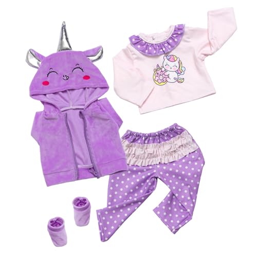 THINCAN 18 Zoll Puppenkleidung Set Soft Fabric Waschboren Wiedergeborene Outfit Mit Cartoon Muster Für Kinder Rollenspiele So Tun Spiele Der Spielepuppengarderobe THINCAN 18 Zoll Puppenkleidung Set Soft Fabric Waschboren Wiedergeborene Outfit Mit Cartoon Muster Für Kinder Rollenspiele So Tun Spiele Der Spielepuppengarderobe von THINCAN