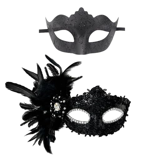 THINCAN 2 PCs Venezianer Maske Masquerade Halloween Party Halbgesicht Abend Abschlussmark Mardi Gras von THINCAN