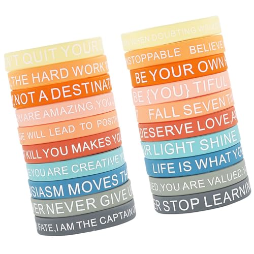 THINCAN 20pcs Silicone Ermutigende Armbänder Mit Inspirierende Botschaft Modische Farbige Armbänder Für Selbstmotivation THINCAN 20pcs Silicone Ermutigende Armbänder Mit Inspirierende Botschaft Modische Farbige Armbänder Für Selbstmotivation von THINCAN