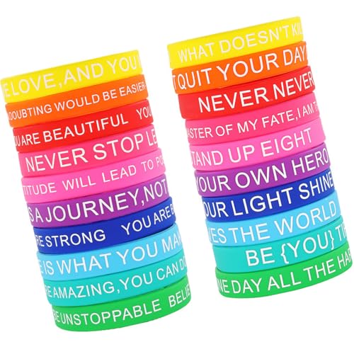 THINCAN 20pcs Silicone Ermutigende Armbänder Mit Inspirierende Botschaft Modische Farbige Armbänder Für Selbstmotivation THINCAN 20pcs Silicone Ermutigende Armbänder Mit Inspirierende Botschaft Modische Farbige Armbänder Für Selbstmotivation von THINCAN