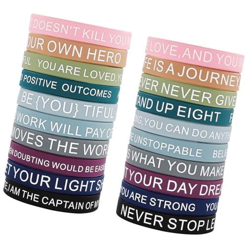 THINCAN 20pcs Silicone Ermutigende Armbänder Mit Inspirierende Botschaft Modische Farbige Armbänder Für Selbstmotivation THINCAN 20pcs Silicone Ermutigende Armbänder Mit Inspirierende Botschaft Modische Farbige Armbänder Für Selbstmotivation von THINCAN