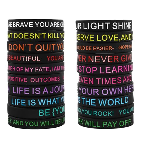 THINCAN 20pcs Silicone Ermutigende Armbänder Mit Inspirierende Botschaft Modische Farbige Armbänder Für Selbstmotivation THINCAN 20pcs Silicone Ermutigende Armbänder Mit Inspirierende Botschaft Modische Farbige Armbänder Für Selbstmotivation von THINCAN