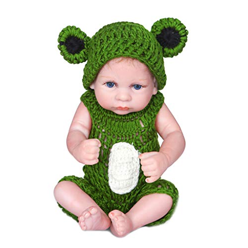 THINCAN 26 cm Baby Girl Blue Eyes Grüne Pyjamas Weiche Silicon Kleinkind Babys Begleiten Spielzeug Geburtstag von THINCAN