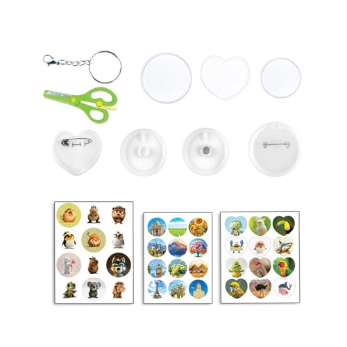 THINCAN 3in1 Manual Kids Badge Maker Machine Für Handwerksabzeichen Kühlschrank Magnete Kinder Sicheres Kreatives Kunsthandwerk Mit Accessoires Kinder Abzeichen Pressemaschine von THINCAN