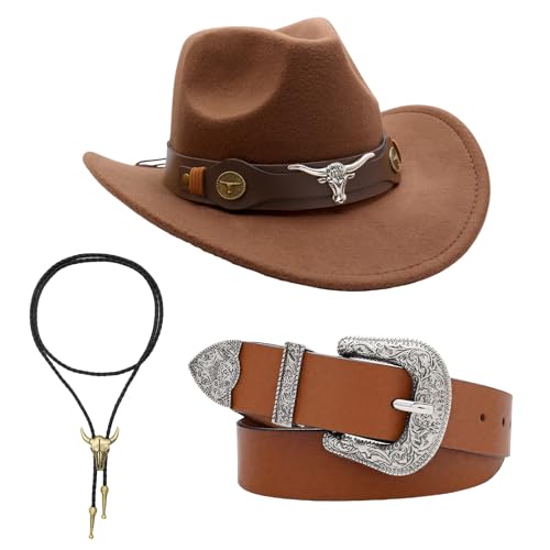 THINCAN 3pcs Cowgirl Hüte Schnallen Belt Western Kostüm Für Halloween Party Dressing Tun Sich So Als Würde Man Outfit Kostüm Für Erwachsene Haben von THINCAN