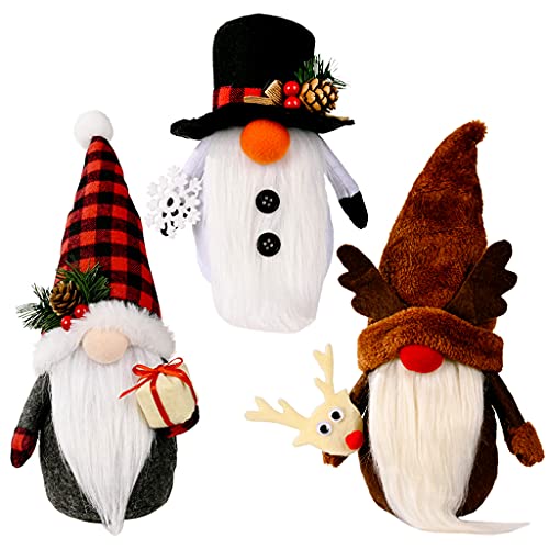 THINCAN 3pcs Weihnachtsknoom Plüsch Für Doll Snowman Elk Santa Tomte Spielzeug Weihnachts Tisch D. von THINCAN