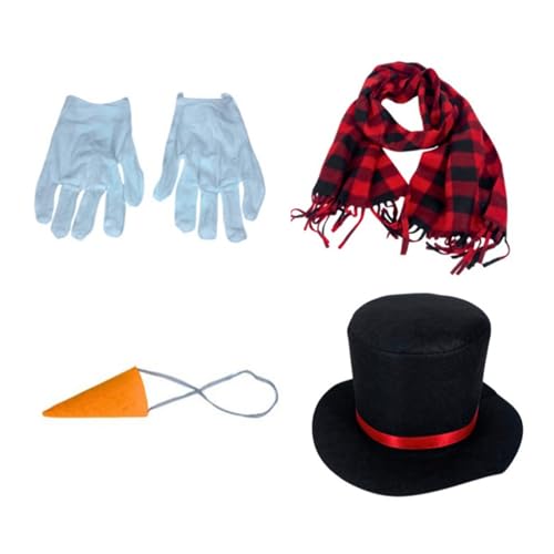 THINCAN 4 PCs Schneemann Kostüm Kits Winter Frosty Schneemann Kostüm Schal Nase Handschuhe Weihnachten Schneemann Kostümzubehör THINCAN 4 PCs Schneemann Kostüm Kits Winter Frosty Schneemann Kostüm Schal Nase Handschuhe Weihnachten Schneemann Kostümzubehör von THINCAN