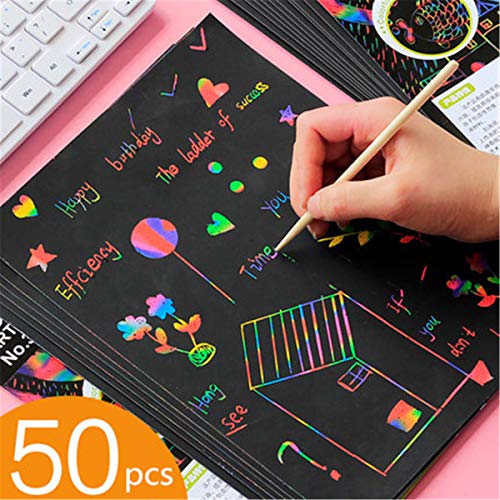 THINCAN 50 Stück Farbkarten Für Die Entwicklung Frühkinder Mit Scratch Aktivitätskarte Niedliche Designpapier Made Card von THINCAN
