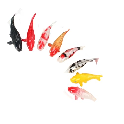 THINCAN 8pcs Wie Miniatur PVC Fischmodell Figure Realistisches Aquariumzubehör Für Fishtank Decors Künstliche Goldfischmodell von THINCAN