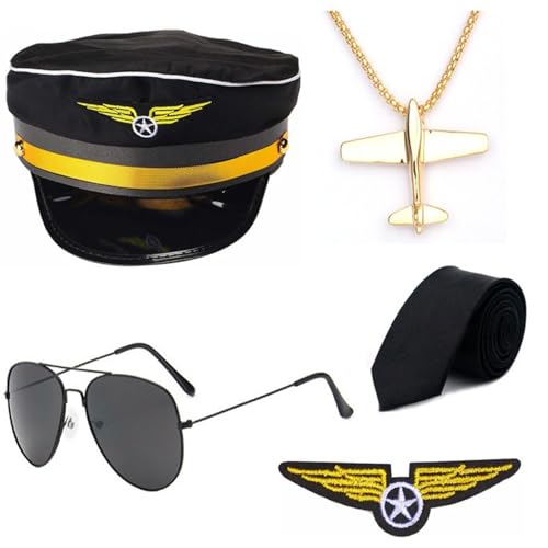 THINCAN Airline Captain Costume Dress Up Set Captain Hat Stewardess Cosplay Accessoires Für Halloween Party von THINCAN