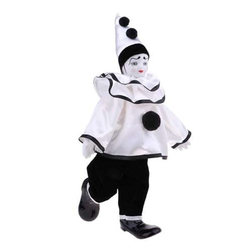 THINCAN Antike Keramik Clown Mit Glasaugen Detailliertes Outfit Für Home Office Bücherregal Dekoration Arrangement Porzellan Clown von THINCAN
