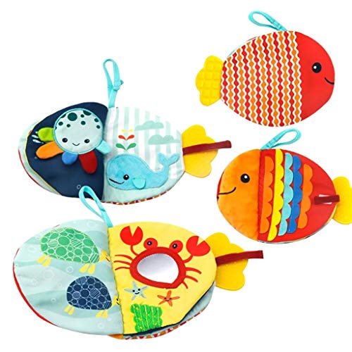 THINCAN Baby Stoffbuch 3D Fischformbuch Erstes Buch Gehirnentwicklung Erkennung Spielzeug Vorschule Tränenfeste Lustige Lehrhilfe von THINCAN