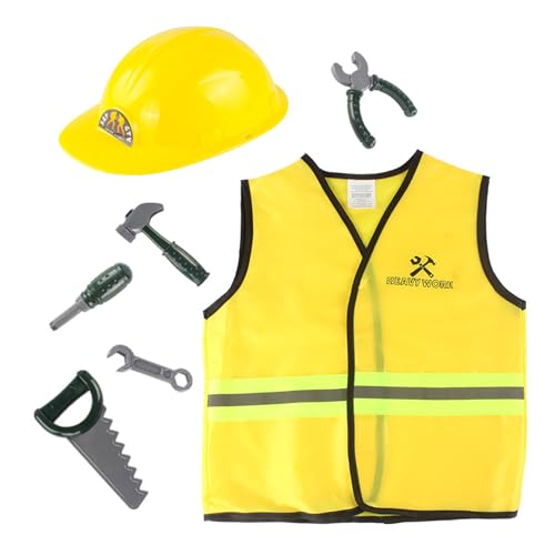 THINCAN Bauarbeiter Kostüme Kinderbuilder Karriere Outfit Weste Werkzeug Dress Up Kleidung Für Halloween Geburtstagsfeier Geschenk von THINCAN