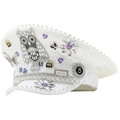 THINCAN Bejeweled Captain Heavy Crystal Sailor Überraschung Geschenk Für Mädchen Jungen Kopfbedeckung Für Karnivale Musikfestival von THINCAN