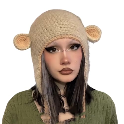 THINCAN Cartoon Häkelhut Winter Langes Kaninchen Ohr Schädel Schädel Cosplay Party Für Teenager Erwachsener Universeller Kopfschmuck von THINCAN