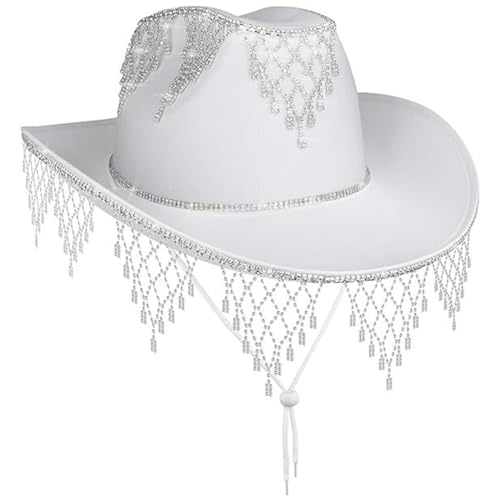 THINCAN Damen Strassstones Cowgirl Cowboy Hat Weitkremp Western Cowboy Cosplay Wide Rand THINCAN Damen Strassstones Cowgirl Cowboy Hat Weitkremp Western Cowboy Cosplay Wide Rand von THINCAN