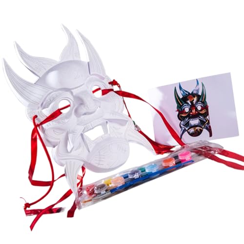 THINCAN Diys Art Blanks Maske Lackierbare Papiermaske Einfache Weiße Nuo Opern Blanks Hand Bemaltes Gesichtssatz Für Handwerk Mit Pigmentzeichnung Pinsel THINCAN Diys Art Blanks Maske Lackierbare Papiermaske Einfache Weiße Nuo Opern Blanks Hand Bemaltes Gesichtssatz Für Handwerk Mit Pigmentzeichnung Pinsel von THINCAN