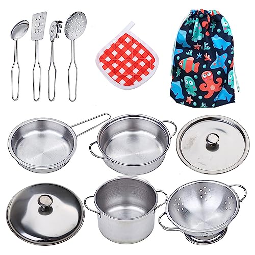 THINCAN Edelstahl Küchenware Kinder Tun Play House Kitchen Spielzeugkochgeschirr Kochutensilien Töpfe Pfannen Geburtstag Geschenk von THINCAN