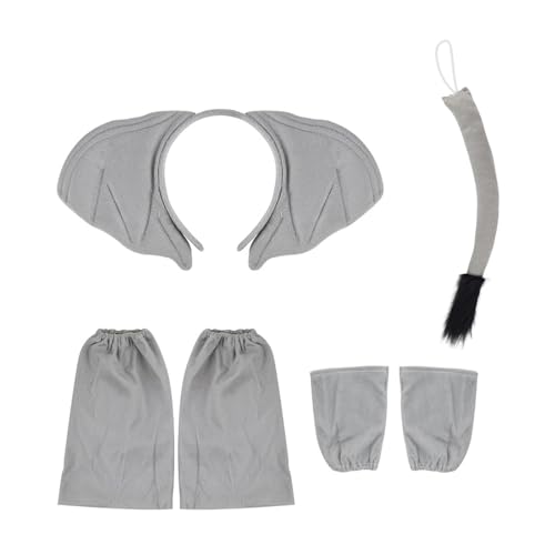 THINCAN Elefant Kostüm Elefant Ohr Stirnband Schwanz Bowtie Handschuh Und Rock Halloween Elephant Dress Up Outfit Für Cosplay Party THINCAN Elefant Kostüm Elefant Ohr Stirnband Schwanz Bowtie Handschuh Und Rock Halloween Elephant Dress Up Outfit Für Cosplay Party von THINCAN