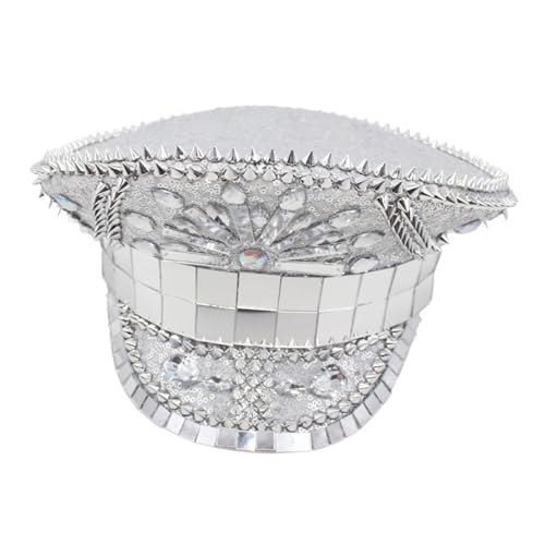 THINCAN Eleganter Kapitän Hat Für Braut Schimmernden Captain Hat Sailor Hat Für Musikfestivals Funkelnder Kristalle Kapitän THINCAN Eleganter Kapitän Hat Für Braut Schimmernden Captain Hat Sailor Hat Für Musikfestivals Funkelnder Kristalle Kapitän von THINCAN