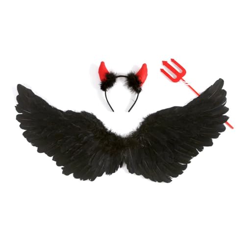 THINCAN Fairy/Teufel Kostümzubehör Devil Horns Stirnband Fairy Flügel Dämon Kostümzubehör Für Halloween Bühne von THINCAN