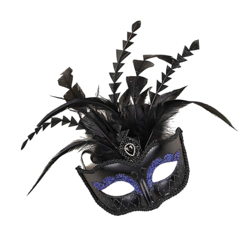 THINCAN Federed Half Face Mit Strasssteinen Für Maskeraden Halloween Cosplay & Prom Accessoires Venezianer Maske Frauen Für Maskeraden von THINCAN