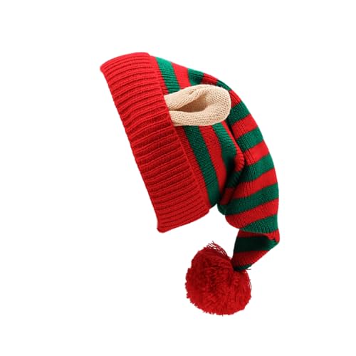 THINCAN Feiertagsthemen Gestrickte Hüte Mit Ohrwinterkappen Muster Weiches Acryl Unisex Design Weihnachtsfeierlichkeiten Acryl Gestreift von THINCAN