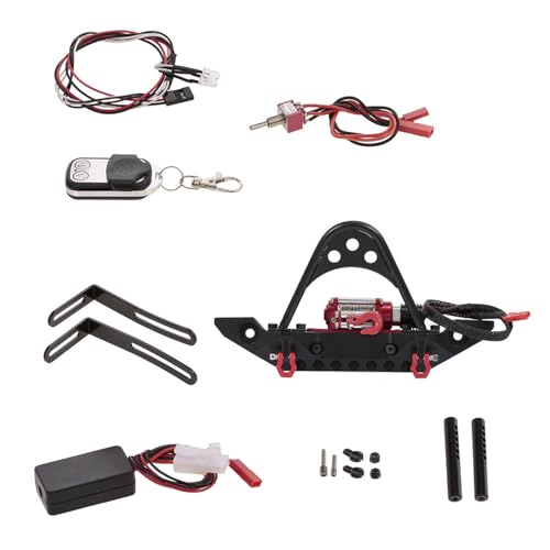 THINCAN Fernbedienungs Crawler Metall Stoßfänger Mit Winch 2 LED Light Fernbedienungsempfänger Für SCX10 Fernbedienungsteile von THINCAN