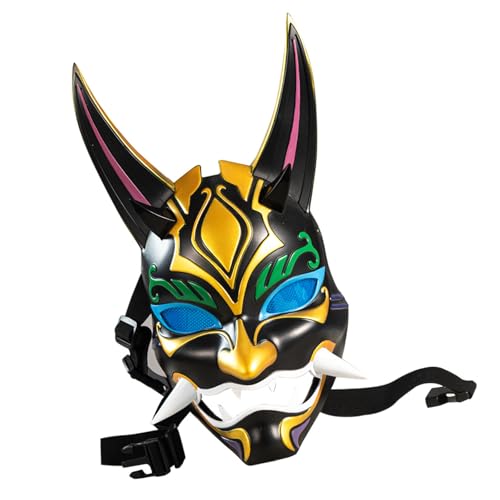 THINCAN Gen Auswirkungen Der Gen Maske Anime Spiel Abbildung Xiao Party Maske Leuchten Sie Die Vollständige Gesichtsmaske Mit Induktionsschalter Handschuhen Auf von THINCAN