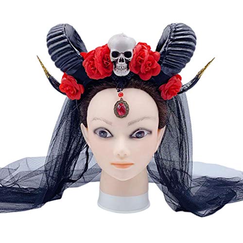 THINCAN Gothic Steampunk Schädel Stirnband Antilope Schaf Horn Cosplay Kostüm Haar Hoop Mit Schwarzer Schleier Halloween Party Kopfbedeckung Krone THINCAN Gothic Steampunk Schädel Stirnband Antilope Schaf Horn Cosplay Kostüm Haar Hoop Mit Schwarzer Schleier Halloween Party Kopfbedeckung Krone von THINCAN