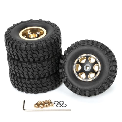THINCAN Gummireifen Messingrad Für Rand Vorne Und Hinterrad Set 4PCS Model Accessoires Von 1/24 Hobby R/C SCX von THINCAN