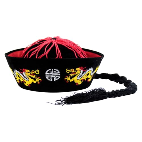 THINCAN Halloween Dance Dragon Gestickt Alte Chinesische Eunuch Mit Pigntail Unisex Cosplay Für Erwachsene Halloween THINCAN Halloween Dance Dragon Gestickt Alte Chinesische Eunuch Mit Pigntail Unisex Cosplay Für Erwachsene Halloween von THINCAN