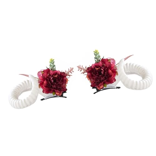 THINCAN Halloween Sheep Horn Haarclip Sichern Bequeme Tragenharzmetall Ideal Für Halloween Kostüm Themen Blumenhorn Haarclip Set Set von THINCAN