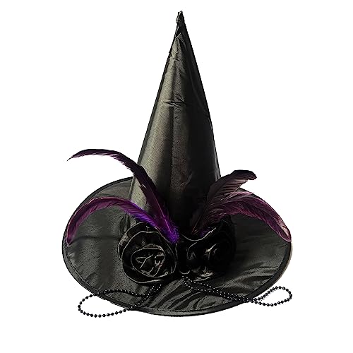 THINCAN Halloween Witch Black Wizard Für Frauen Und Mädchen Wizard Cosplay Kostümzubehör Leuchten Spitze Hutgeschenk von THINCAN