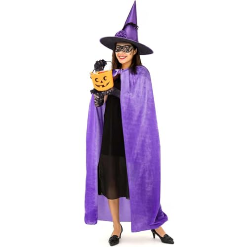 THINCAN Halloween Witch Cosplay Accessoires Frauen Hexenkostüm Hexen Umhang Hexenhut Spitzen Augenmaske Und Handschuhe Für Frauen von THINCAN