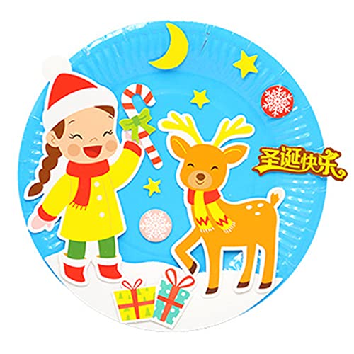 THINCAN Handgefertigtes Handwerksspielzeug Materialpaket Kinder Für Kreative Puzzlespielzeug Farbenfrohe Papierplatten Cartoon Pappteller Zeichnung von THINCAN
