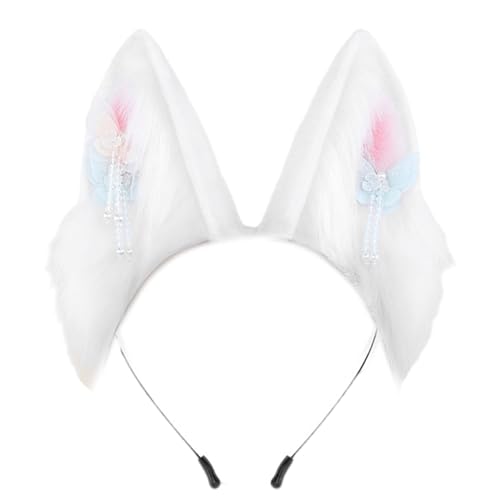 THINCAN Hasen Ohren Stirnband Kaninchen Ohren Stirnbänder Pelzige Ohren Stirnband Kopfbedeckung Halloween Cosplay Party Accessoires von THINCAN