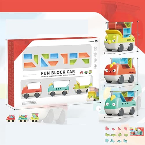 THINCAN Kinderblockauto Spielzeug Dinosaurier Spielen Fahrzeug Logisches Denken Puzzle Block Truck Spielzeug Für Kleinkinder Bildungsgeschenk von THINCAN