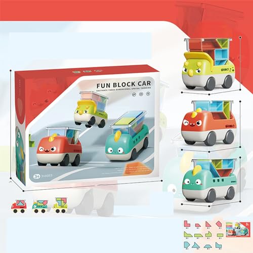 THINCAN Kinderblockauto Spielzeug Dinosaurier Spielen Fahrzeug Logisches Denken Puzzle Block Truck Spielzeug Für Kleinkinder Bildungsgeschenk von THINCAN