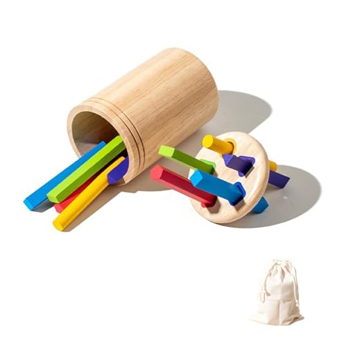 THINCAN Kleinkind Bildung Holzsortierspiel Mit Farberkennungsform Für 1 2 3 Jährige Motorfähigkeiten Spielzeug Holzfarbsortierspielzeug Für Kleinkinder von THINCAN