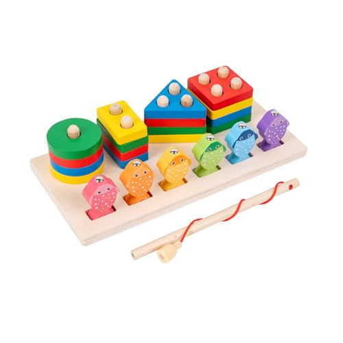 THINCAN Kleinkind Frühe Bildungsform Passende Spielzeug Kinder Holzclipbienen Magnetische Angelspielzeug Hand Auge Koordination Holzfischerei von THINCAN