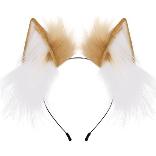 THINCAN Künstliche Wolf Ohr Stirnbänder Cosplay Kostüm Haarhoop Party Kopfstück Maskeraden Kopfbedeckungen Animes Rollenspiele Haare Dekore von THINCAN
