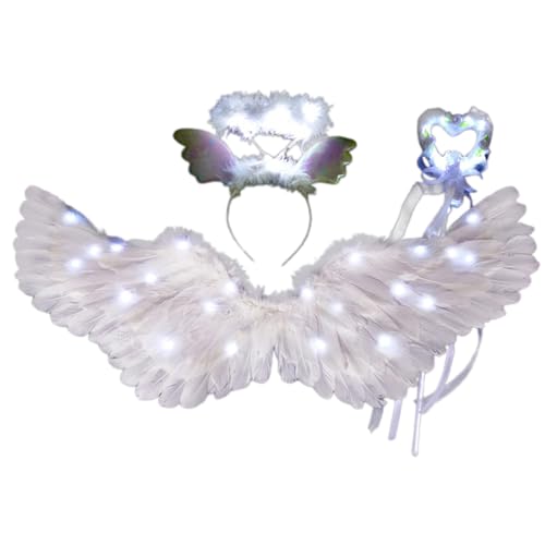 THINCAN LED Fairy Princess Kostüm Set Umfassen Stirnband Fairy Wing LED LEG LAUT UP STAND Für 2-12 Jahre Mädchen von THINCAN