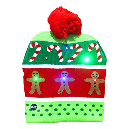 THINCAN LED Weihnachtshut Leuchte Weihnachtshüte Lebkuchen Mann Hässlicher Mütze von THINCAN