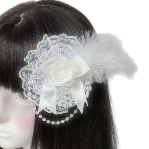 THINCAN Lady Fascinator Elagant Clip Gefiederter Kopfschmuck Für Make Up Party Maskeraden Flapper Cosplay Haarzubehör von THINCAN