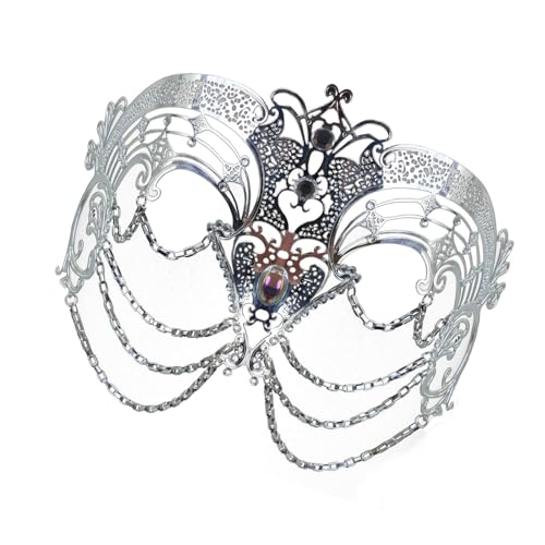 THINCAN Maskerade Maske Der Metall Quasten Maskerade Mit Strasssteinen Halbe Gesichtsmaske Maskerade Augenmaske Für Frauen Halloween Masquerade Cosplay THINCAN Maskerade Maske Der Metall Quasten Maskerade Mit Strasssteinen Halbe Gesichtsmaske Maskerade Augenmaske Für Frauen Halloween Masquerade Cosplay von THINCAN
